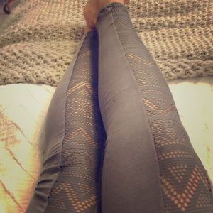VS grey leggings with sexy cutout design down leg